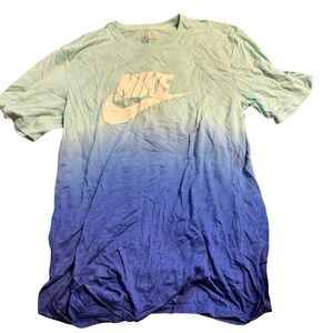 Nike Men's Tie Dye T Shirt‎ Green Blue Ombre Graphic Tee Size Medium